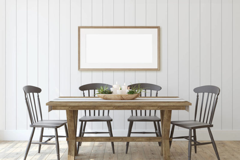 Shiplap behind dining table